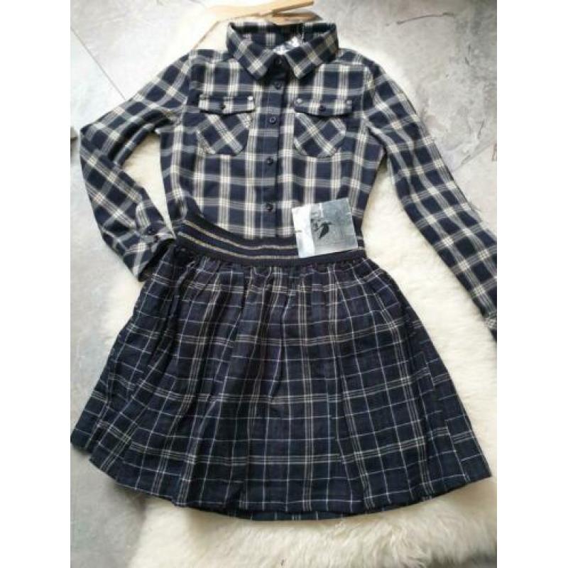 Maat 140 NIEUW Meisjes Geruite Blouse met Rok Set