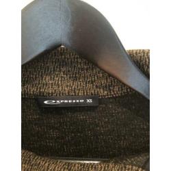 Expresso bruin/zwarte trui met col en rits, maat XS
