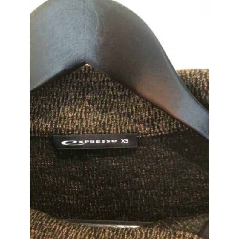Expresso bruin/zwarte trui met col en rits, maat XS