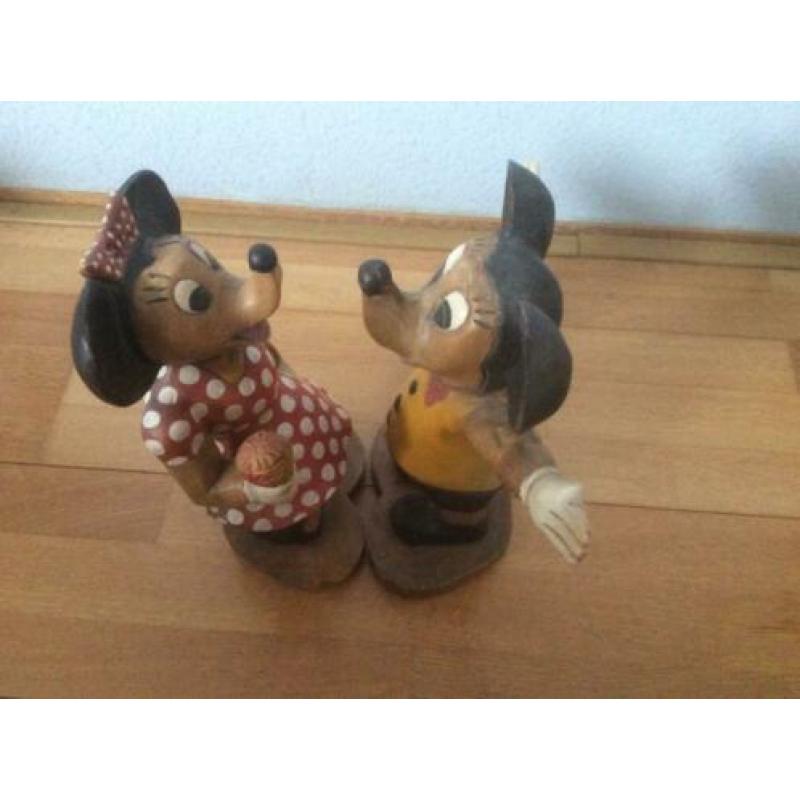 Mickey & Minnie Mouse houten poppen