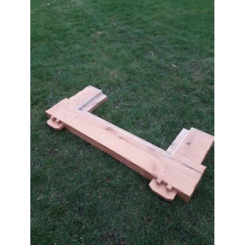 eiken schouw ,kachel afwerking,