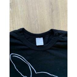 Z.g.a.n.Zwarte longsleeve van Babystyling, konijn, maat 74
