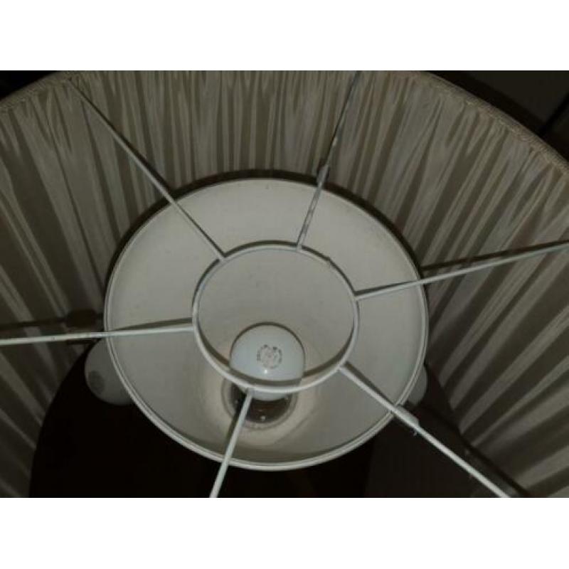 Vintage Retro Aluminium Staande Schemerlamp met Stoffen Kap
