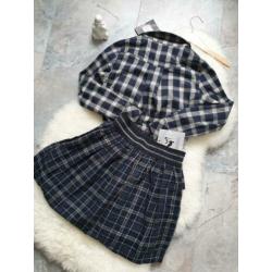 Maat 140 NIEUW Meisjes Geruite Blouse met Rok Set