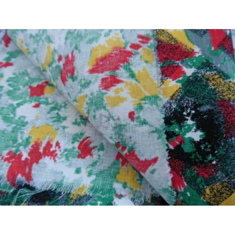 Lap stof retro vintage katoen nieuw groen rood geel zwart