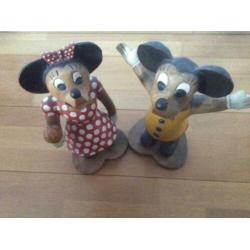 Mickey & Minnie Mouse houten poppen
