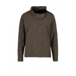 Expresso bruin/zwarte trui met col en rits, maat XS