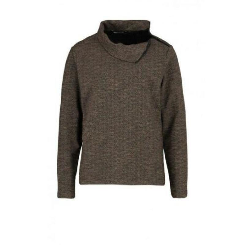 Expresso bruin/zwarte trui met col en rits, maat XS