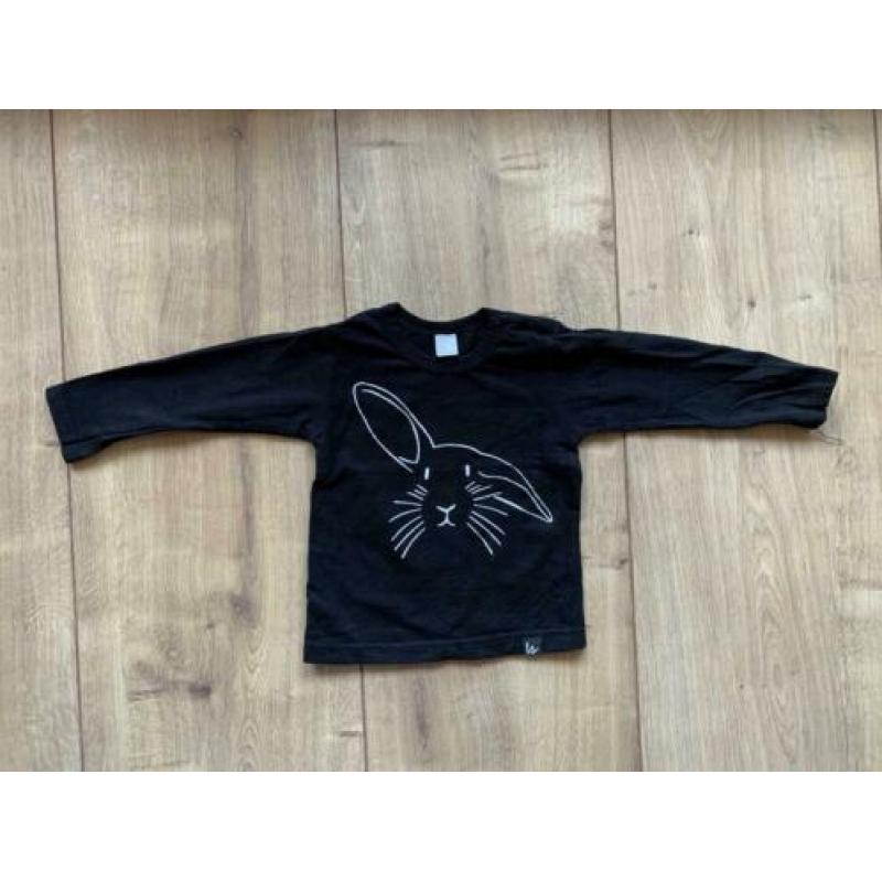 Z.g.a.n.Zwarte longsleeve van Babystyling, konijn, maat 74