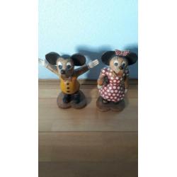 Mickey & Minnie Mouse houten poppen