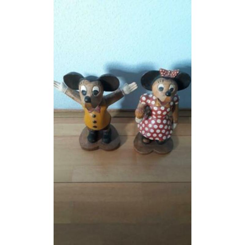 Mickey & Minnie Mouse houten poppen
