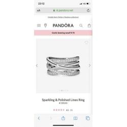 Pandora sparkling en polished lines ring ongedragen