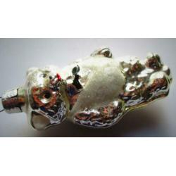 Beer~Zilver kleur Glazen Beertje~Kerstbal~Kerst~Glas~Teddybe