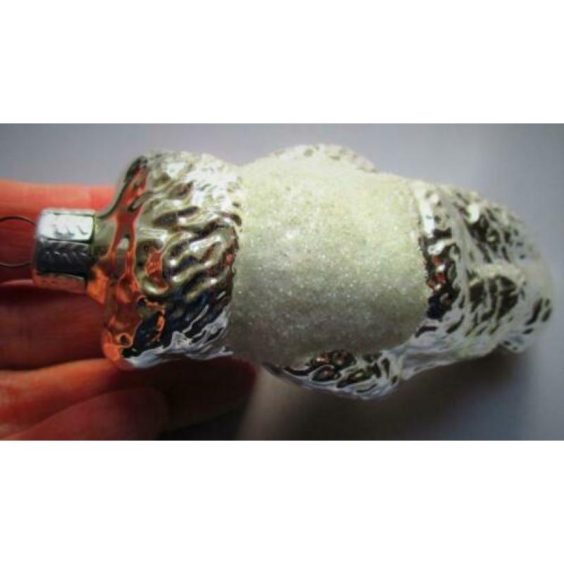 Beer~Zilver kleur Glazen Beertje~Kerstbal~Kerst~Glas~Teddybe