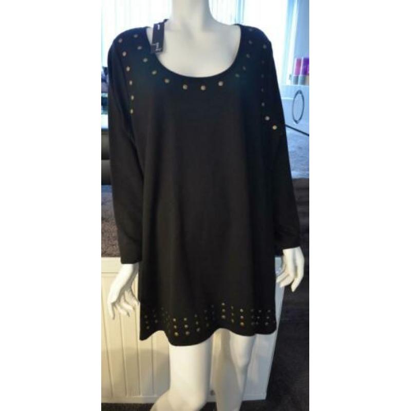 NIEUW m.label: pracht gitzwarte YOEK tuniek m.studs XL 50/52