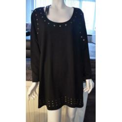 NIEUW m.label: pracht gitzwarte YOEK tuniek m.studs XL 50/52