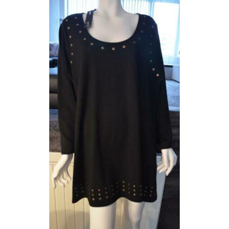 NIEUW m.label: pracht gitzwarte YOEK tuniek m.studs XL 50/52