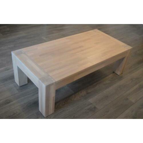 Eiken houten salontafel / woonkamer tafel white wash