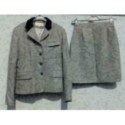 JOSEPHINE & CO grijs visgraat wollen pak blazer/rok mt 36