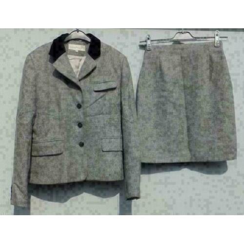 JOSEPHINE & CO grijs visgraat wollen pak blazer/rok mt 36