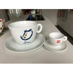 XL zeer grote porseleinen kop en schotel horeca barrista