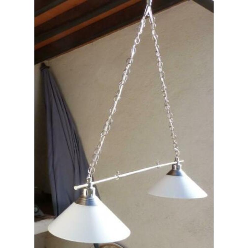 Te Koop: dubbele glazen hanglamp