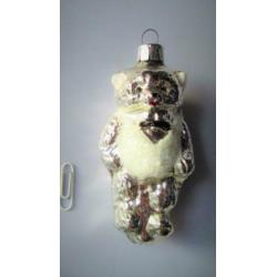 Beer~Zilver kleur Glazen Beertje~Kerstbal~Kerst~Glas~Teddybe