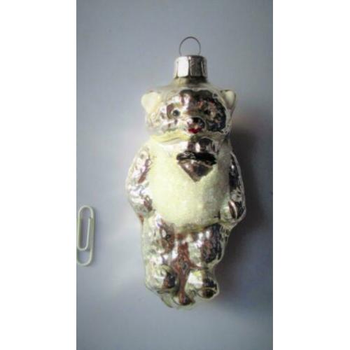 Beer~Zilver kleur Glazen Beertje~Kerstbal~Kerst~Glas~Teddybe