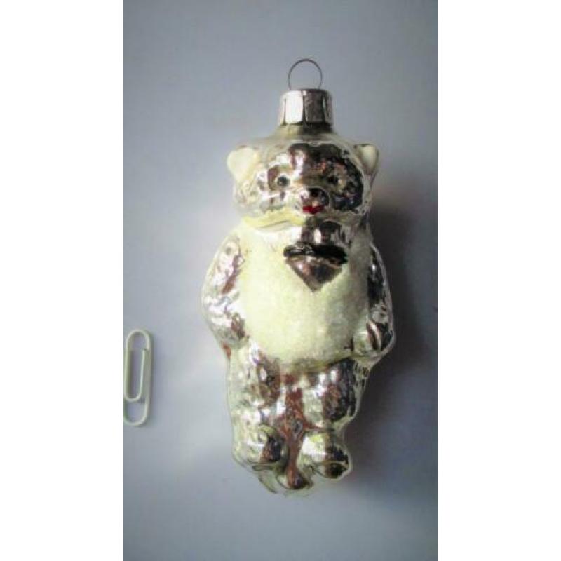 Beer~Zilver kleur Glazen Beertje~Kerstbal~Kerst~Glas~Teddybe