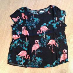 Nieuw top d.blauw met flamingo's mt 42 (b.36)