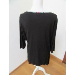 Y56 tuniek shirt 3/4 mouw CANDA zwart wit roze maat XL 46/48