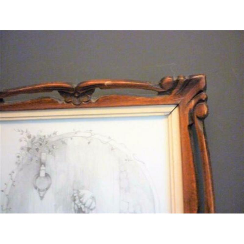 Opruiming Prent in antieke houten lijst / R330