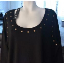 NIEUW m.label: pracht gitzwarte YOEK tuniek m.studs XL 50/52