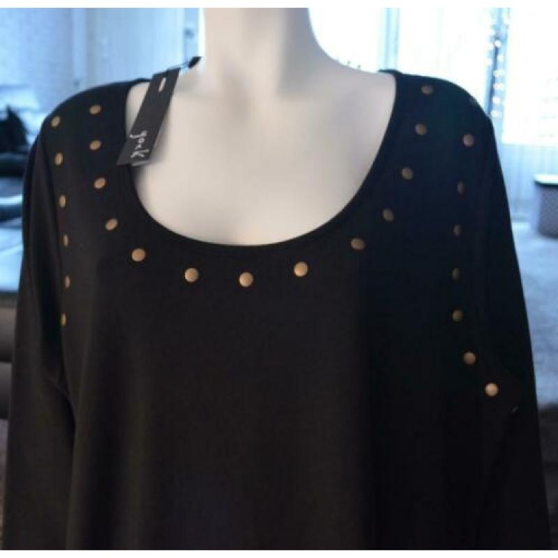 NIEUW m.label: pracht gitzwarte YOEK tuniek m.studs XL 50/52
