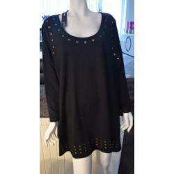 NIEUW m.label: pracht gitzwarte YOEK tuniek m.studs XL 50/52