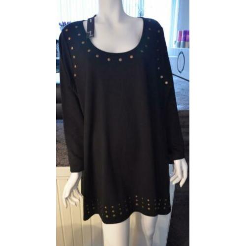 NIEUW m.label: pracht gitzwarte YOEK tuniek m.studs XL 50/52