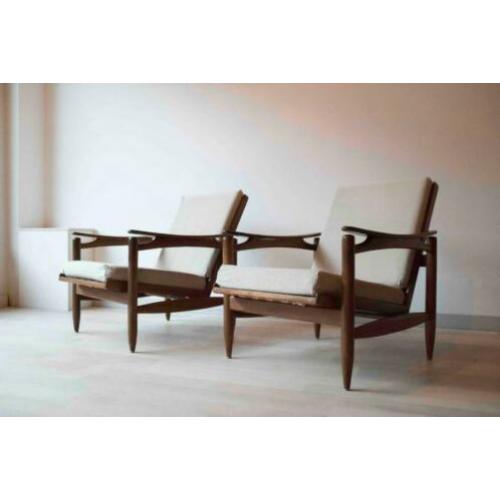 Twee retro / vintage deense design fauteuils uit de jaren 60