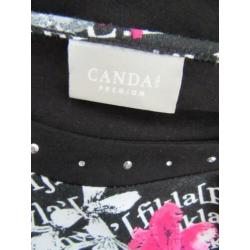 Y56 tuniek shirt 3/4 mouw CANDA zwart wit roze maat XL 46/48