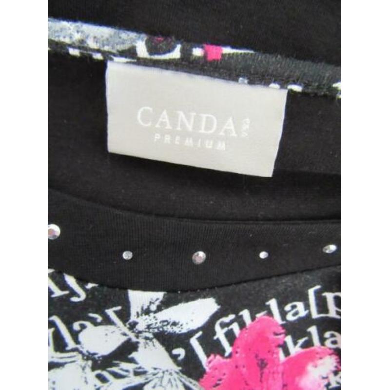 Y56 tuniek shirt 3/4 mouw CANDA zwart wit roze maat XL 46/48