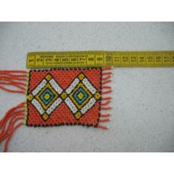 Gevlochten Kralen Ketting- Oranje met Kleurtjes-Vintage