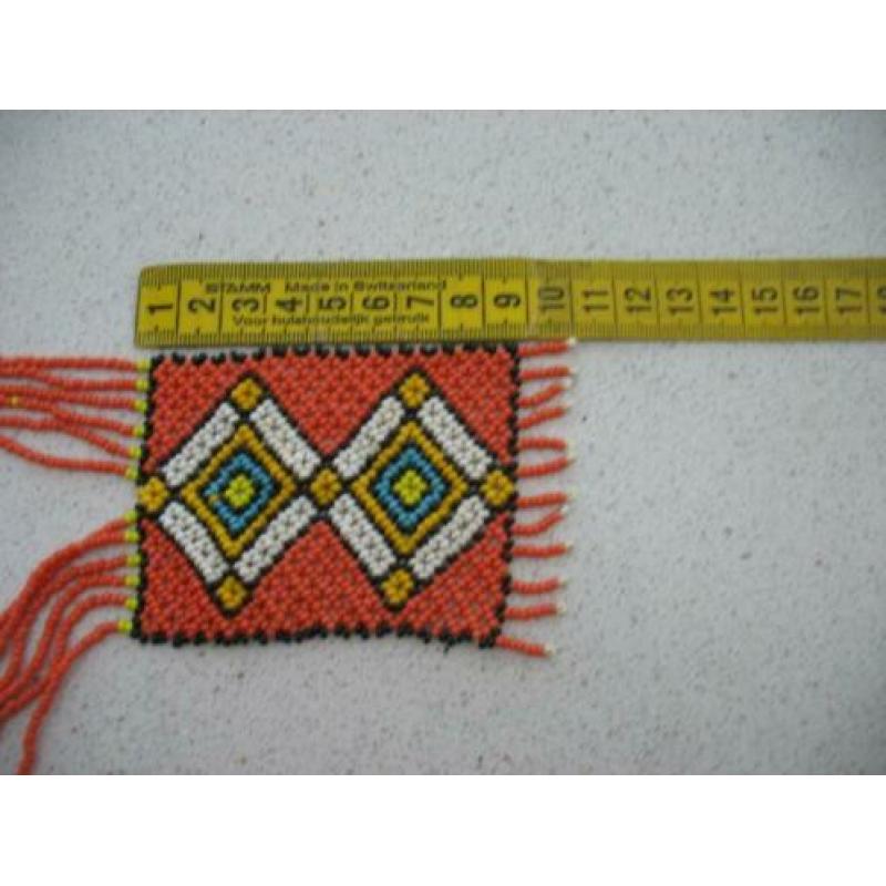 Gevlochten Kralen Ketting- Oranje met Kleurtjes-Vintage