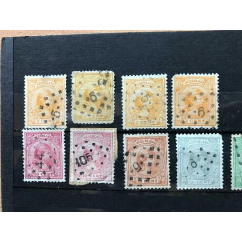 NVPH 33 - 34 - 36 - 37 ... - Puntstempels 5 - 6 - 54 - 105