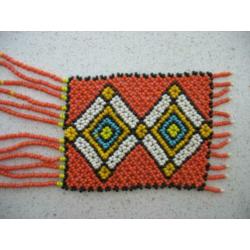Gevlochten Kralen Ketting- Oranje met Kleurtjes-Vintage