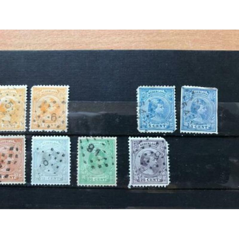 NVPH 33 - 34 - 36 - 37 ... - Puntstempels 5 - 6 - 54 - 105