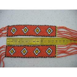 Gevlochten Kralen Ketting- Oranje met Kleurtjes-Vintage