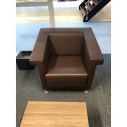 Bankje en 2 fauteuils bruin