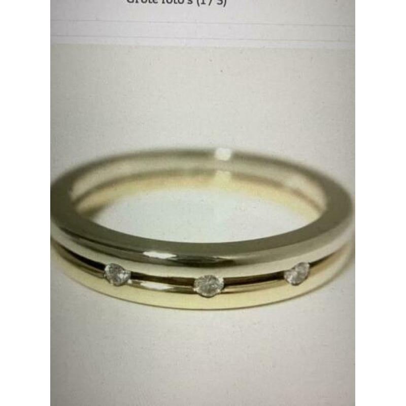 Wit/geel gouden ring met briljanten