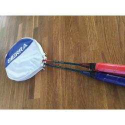 Badminton rackets.