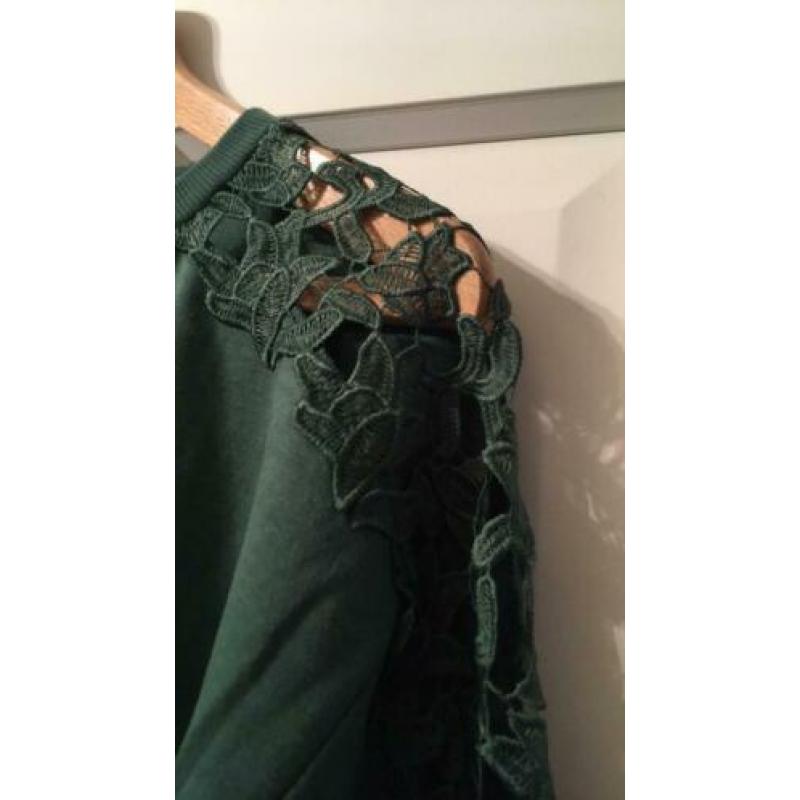 ONLY??groene sweater met kant??L/trui??42