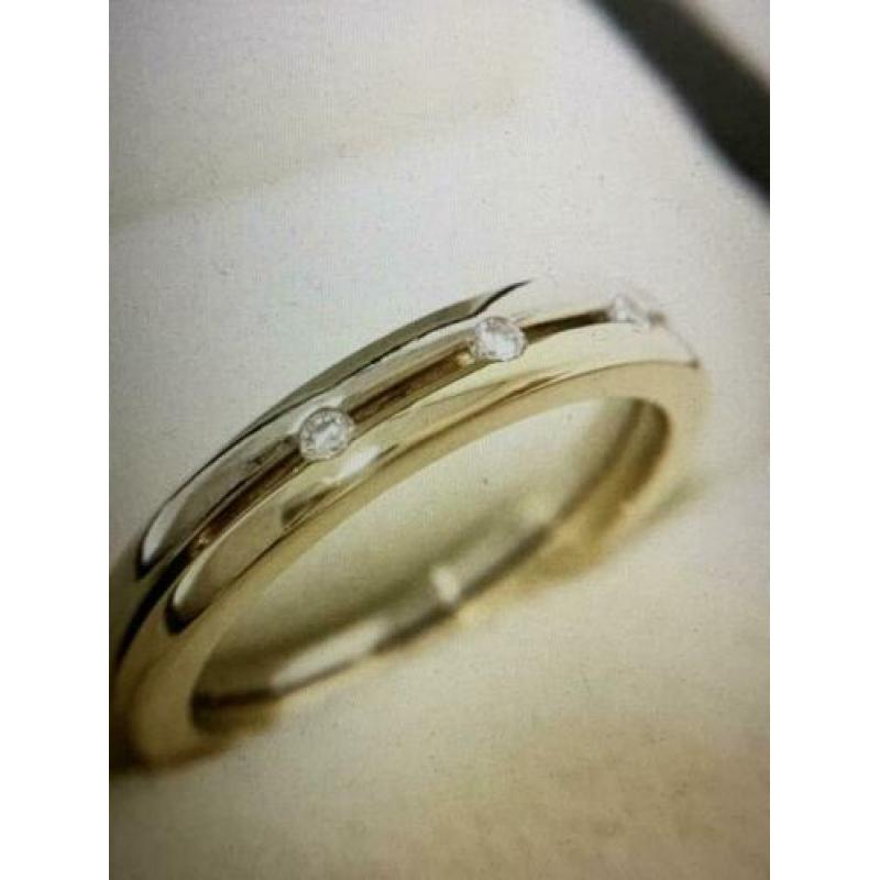 Wit/geel gouden ring met briljanten